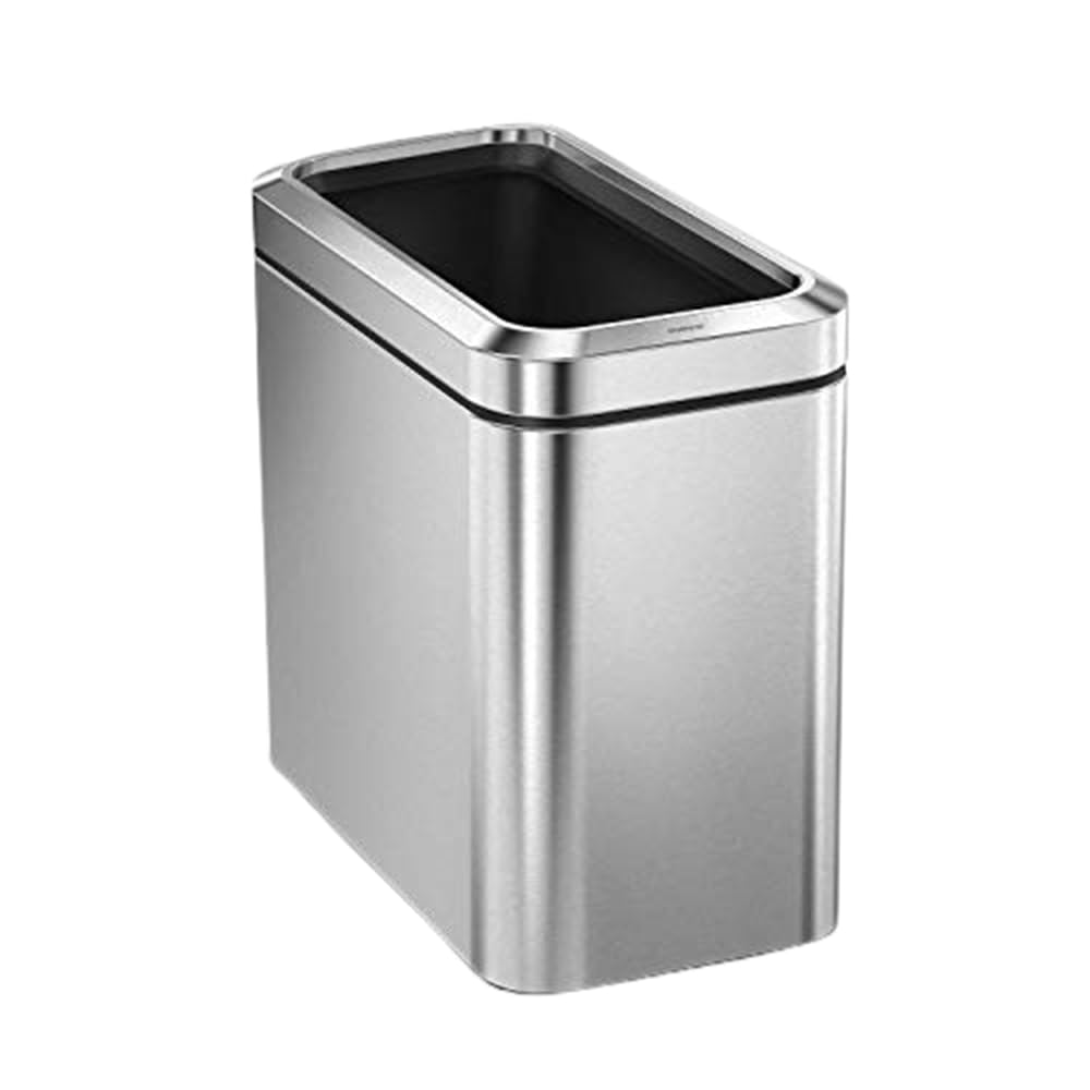 25L Brushed Stainless Steel Slim Open Trash Can R6250