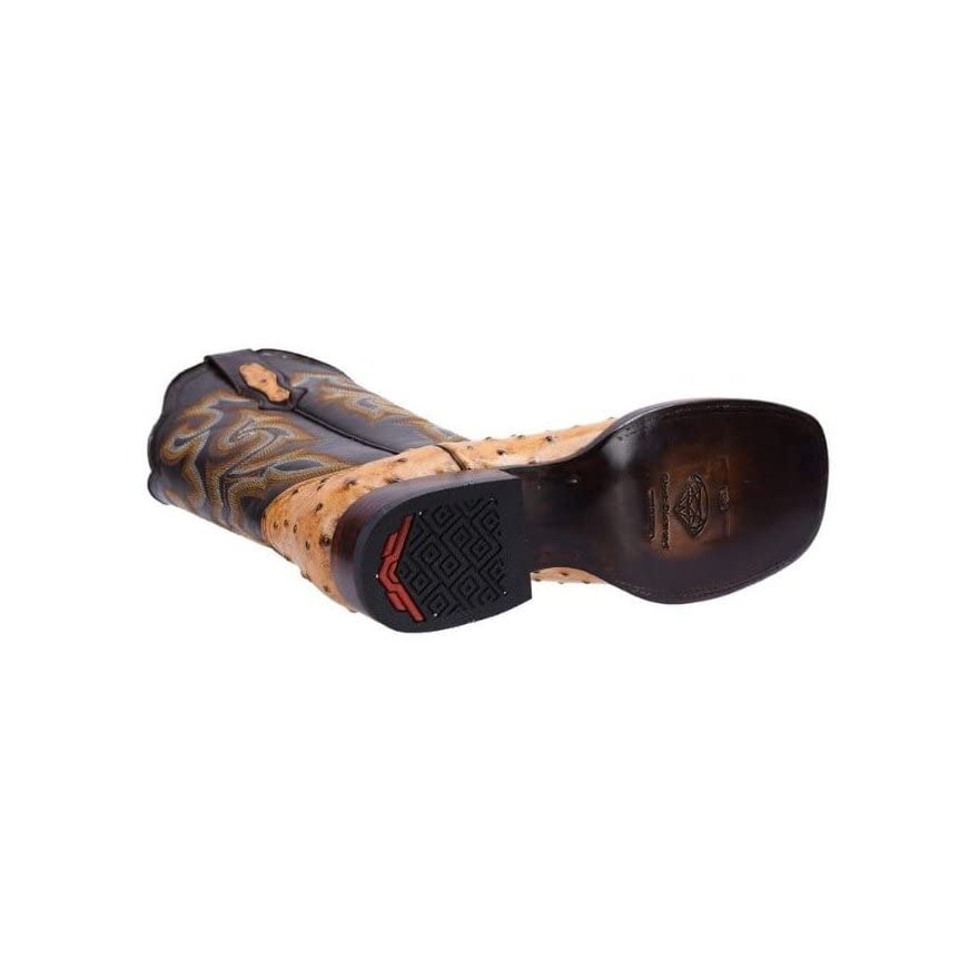Ostrich Print Leather Western Boots Q2667