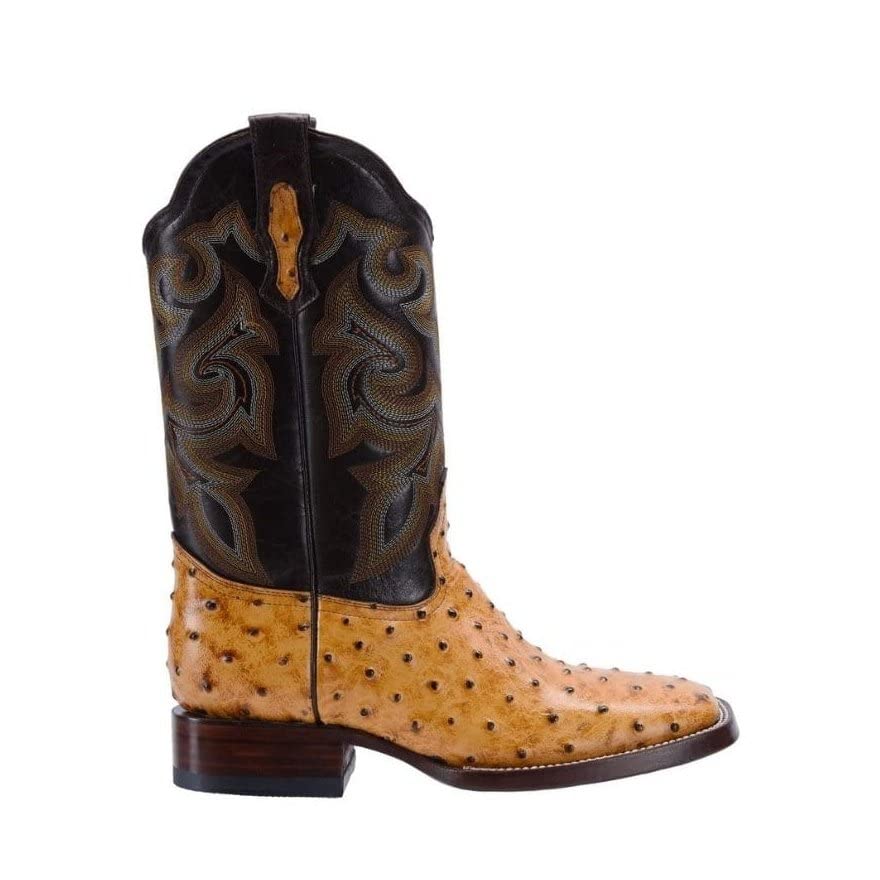 Ostrich Print Leather Western Boots Q2667