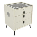 Beige White Smart LED Nightstand with USB Charging P914