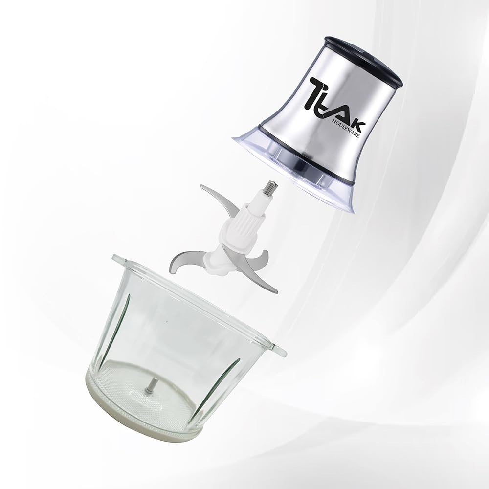 Electric Food Chopper with 3L Glass Bowl, 300W Motor, 4 Blades Q484