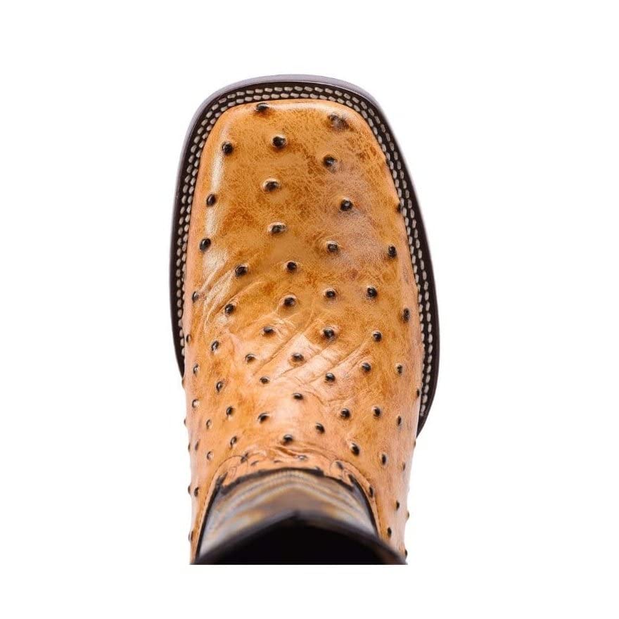 Ostrich Print Leather Western Boots Q2667