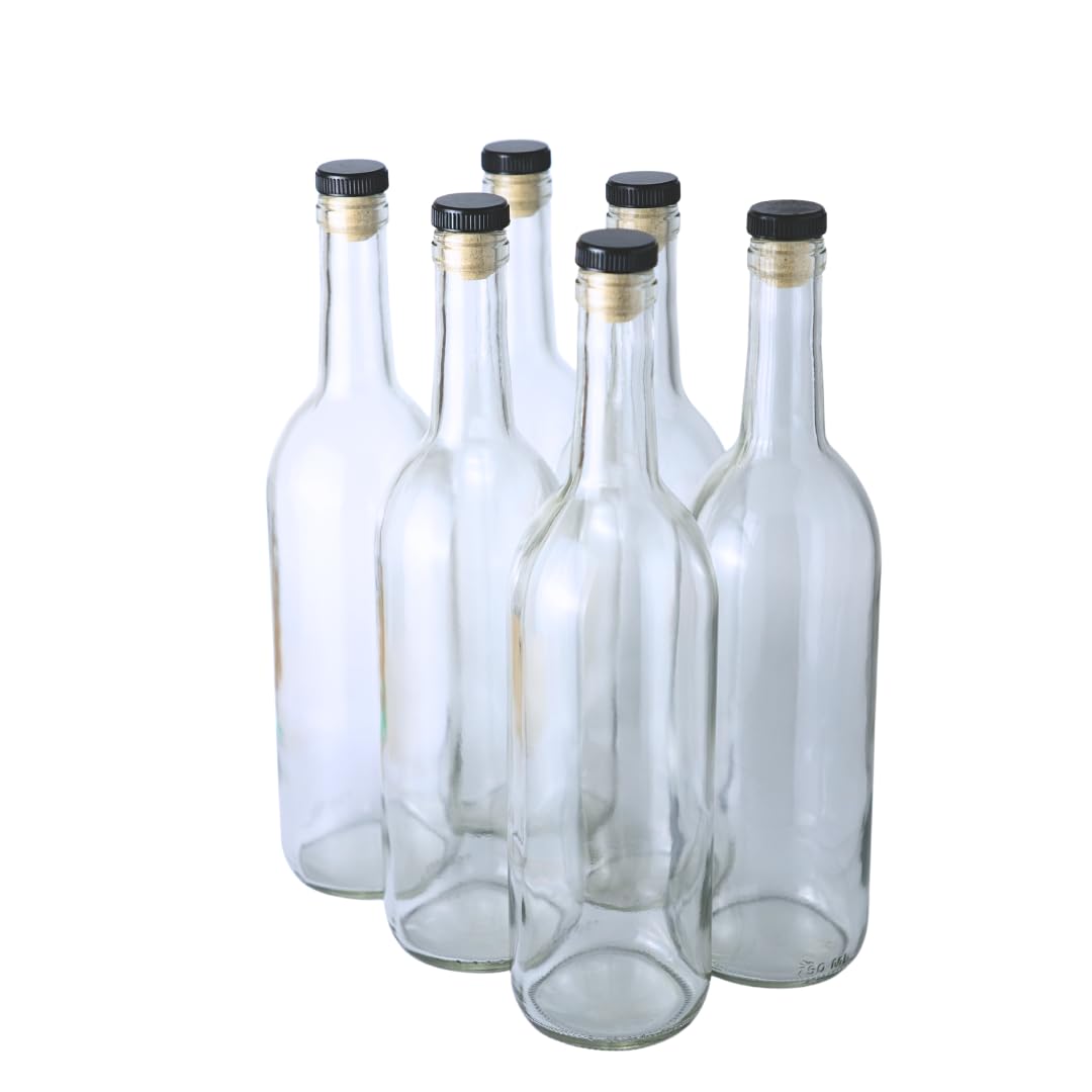 750ml Glass Bottle With Cork 6-Pack H363046