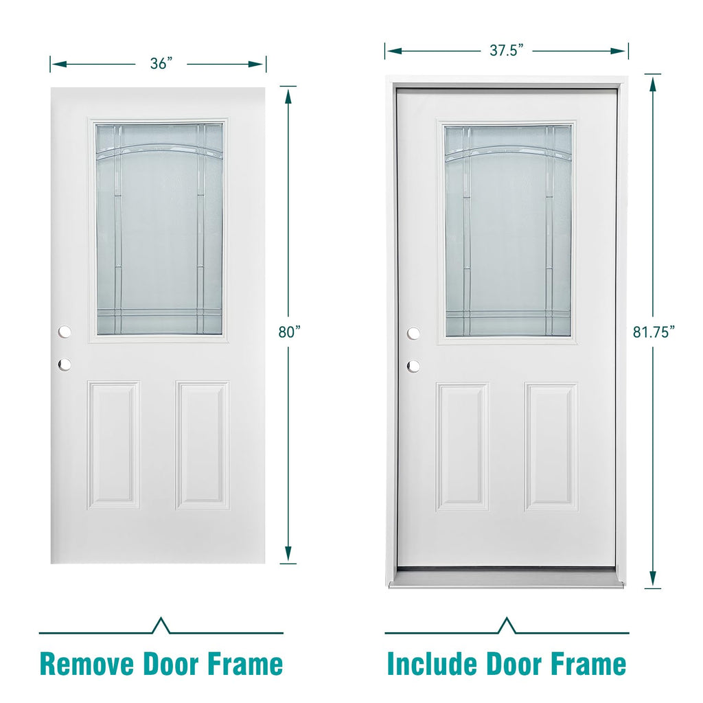 White Fiberglass Prehung 36" x 80" Entry Door B462202