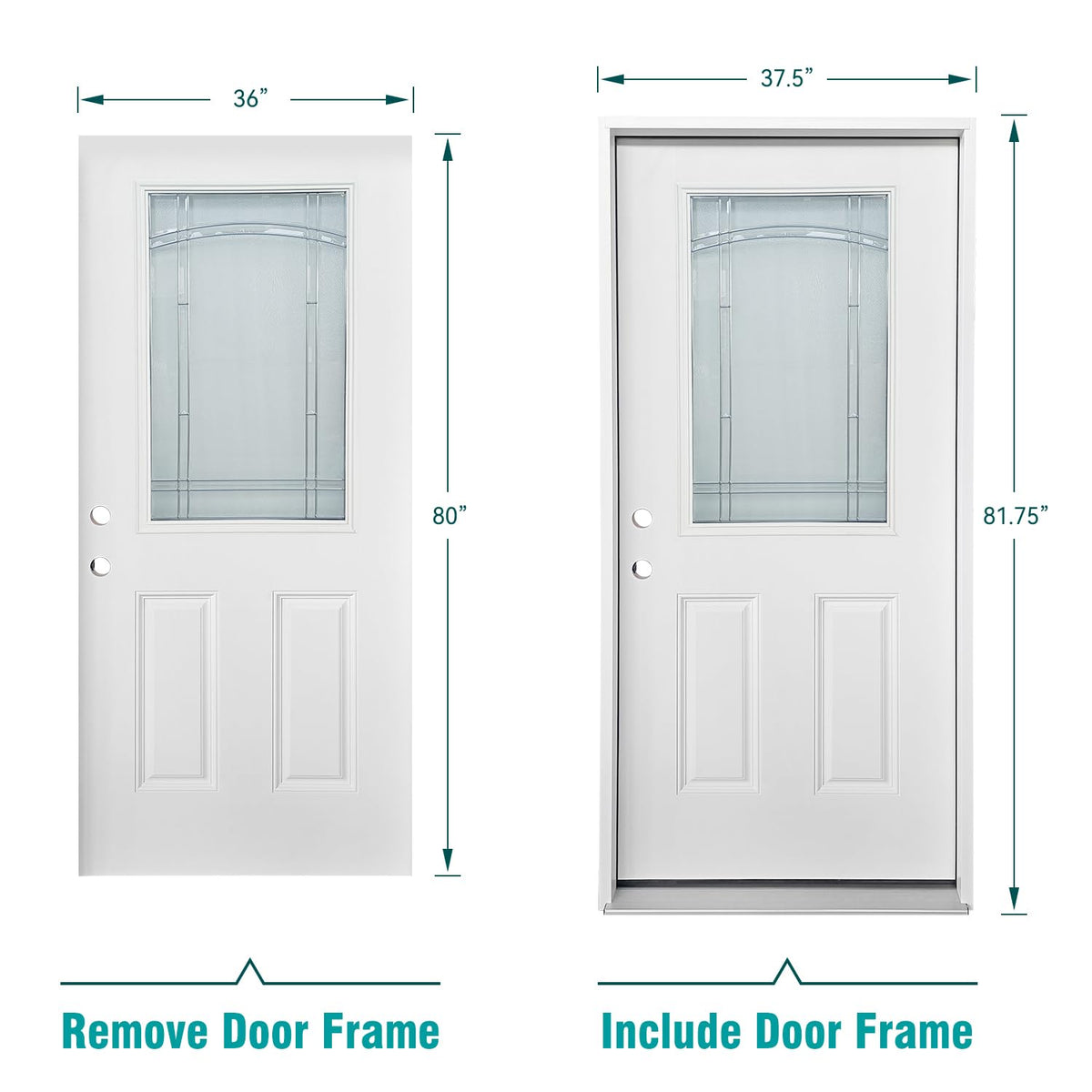 White Fiberglass Prehung 36" x 80" Entry Door B462202