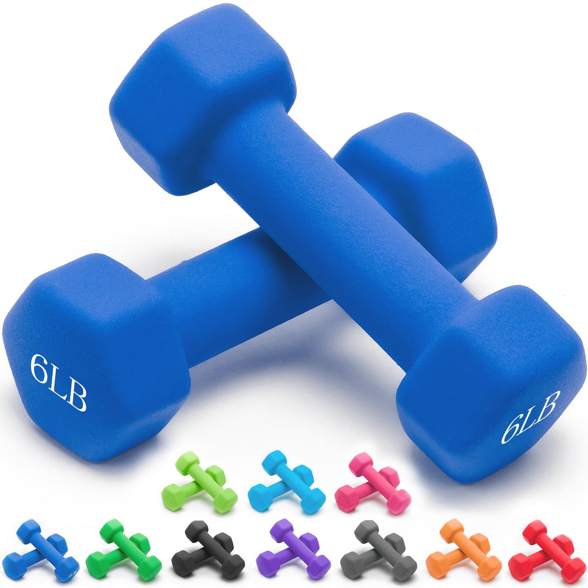 Neoprene Dumbbells Set, 1-15 LB, Hex Shape G77451