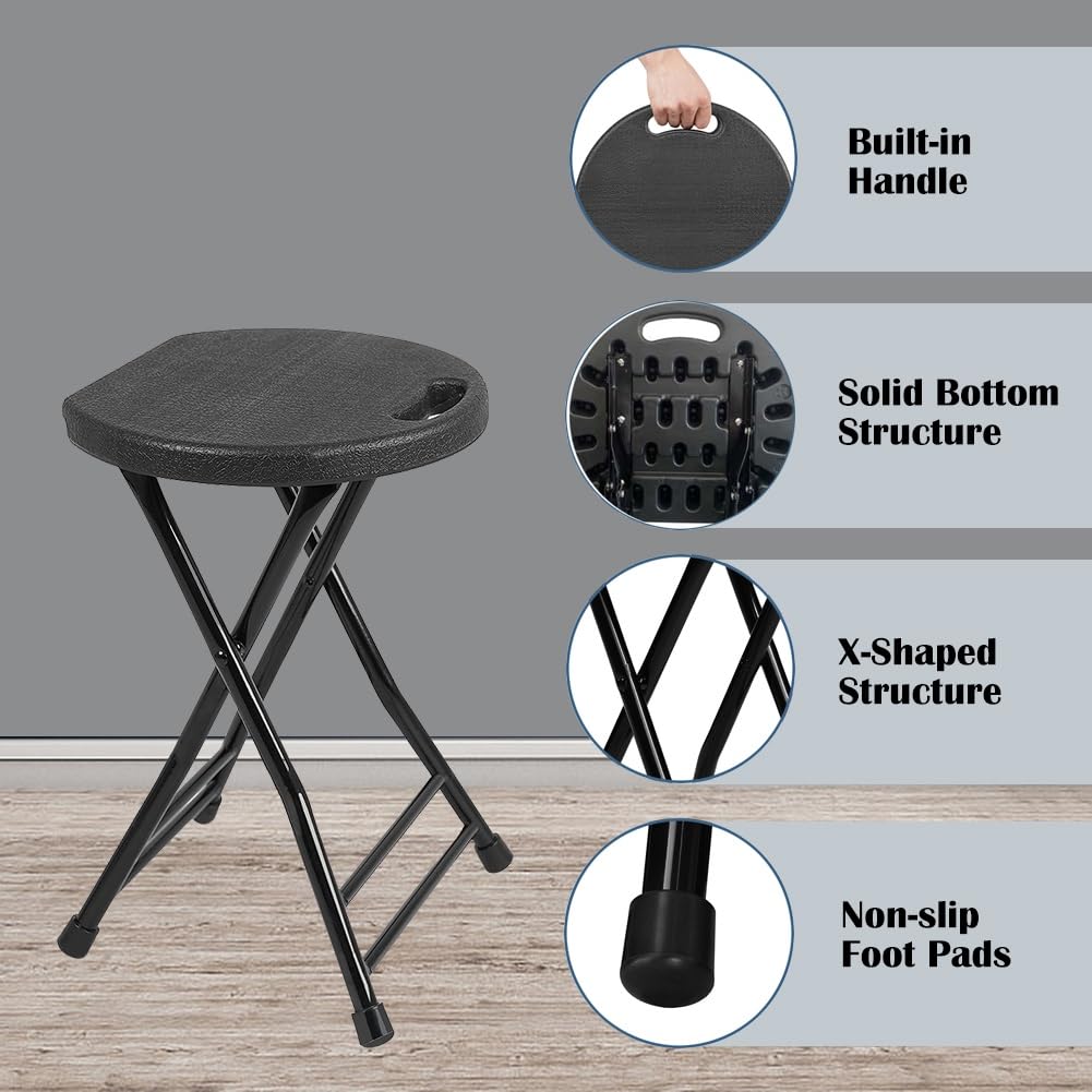 18 Inch Black Folding Plastic Metal Bar Stool F103