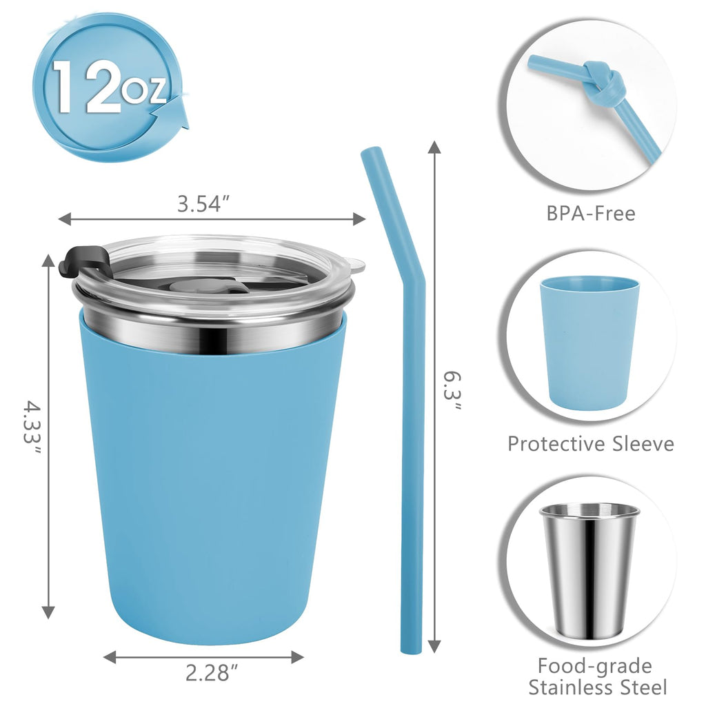 Stainless Steel Kids Cups with Lids, 12oz Spill Proof, 2 Pack T65750