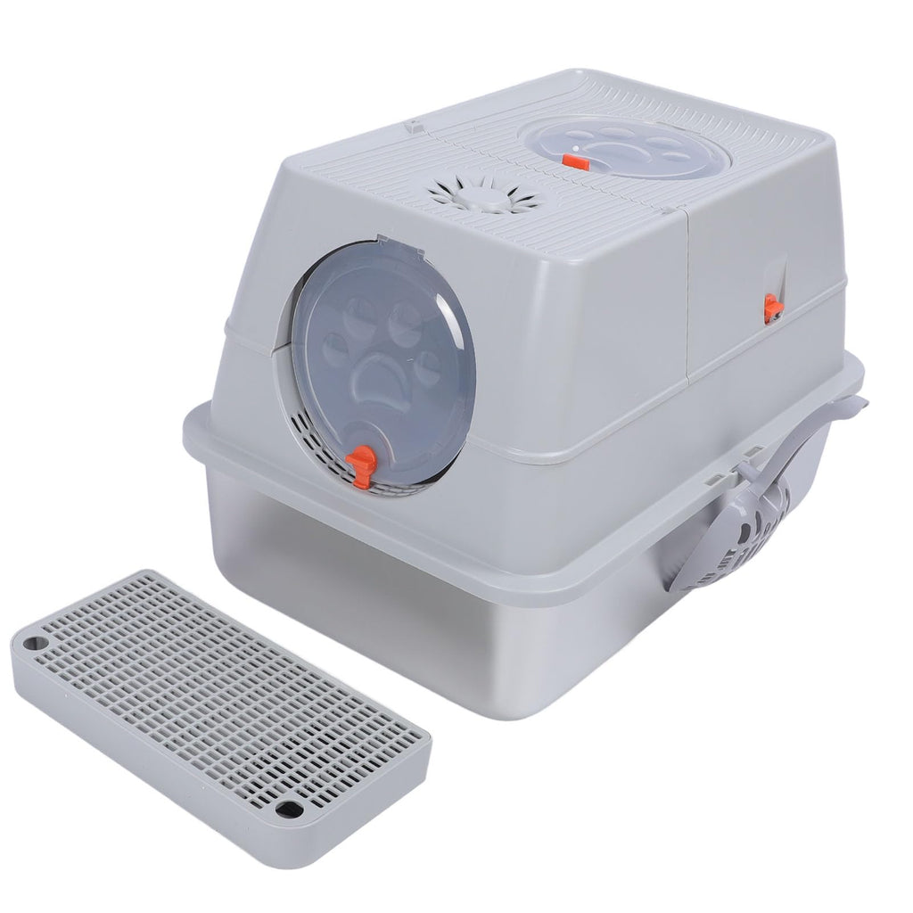 Enclosed Stainless Steel Litter Box with Flip Top Lid I281