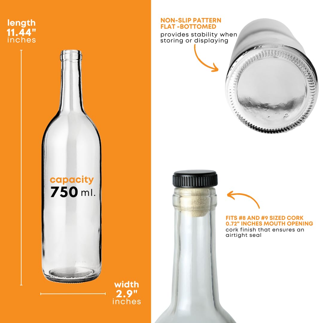 750ml Glass Bottle With Cork 6-Pack H363046