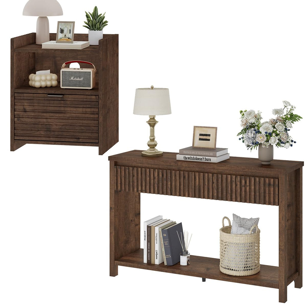 Rustic Oak Console Table with 2 Drawers N430030