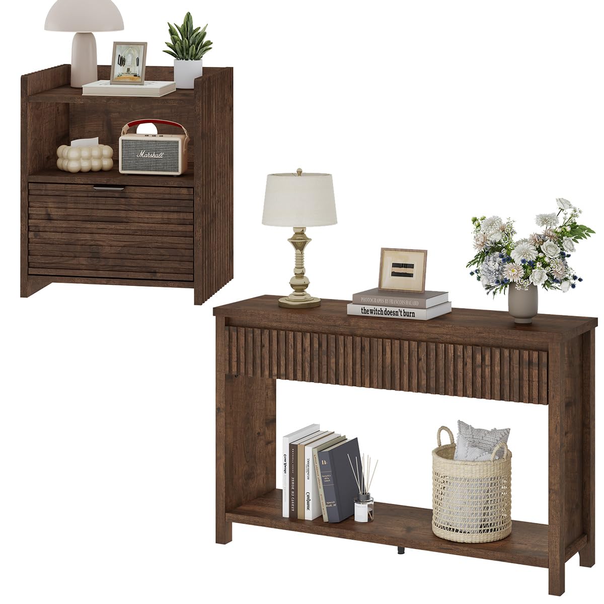 Rustic Oak Console Table with 2 Drawers N430030
