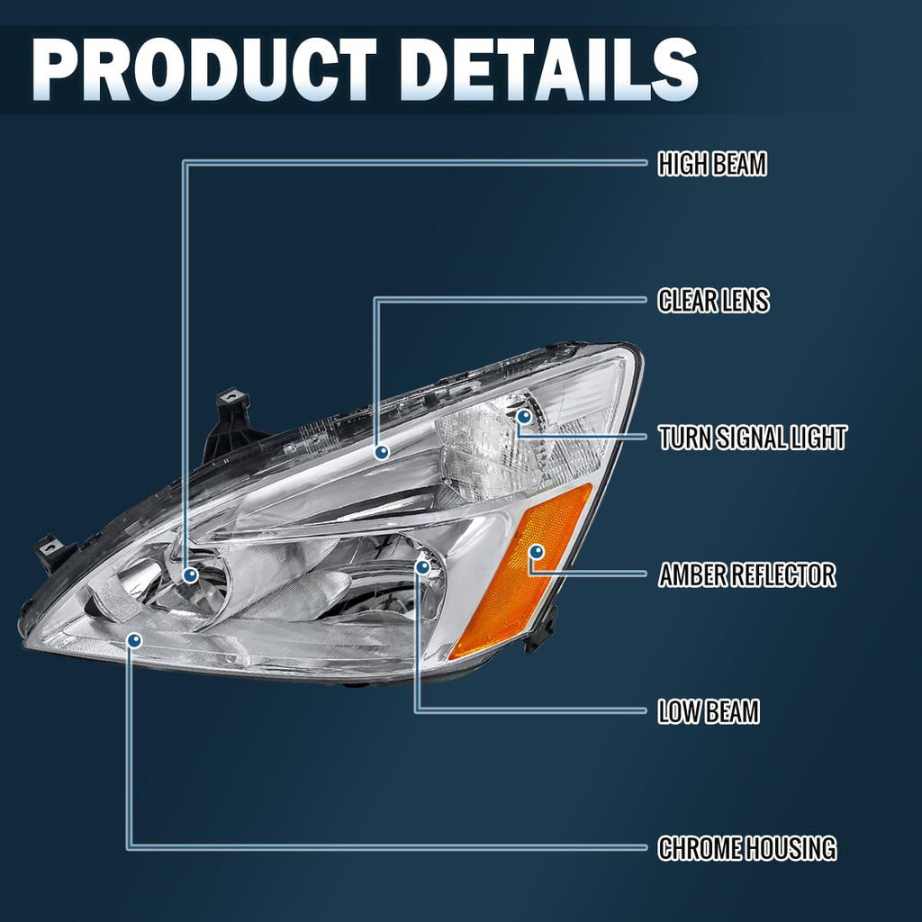 2003-2007 Honda Accord Sedan Coupe Headlights Left + Right V492