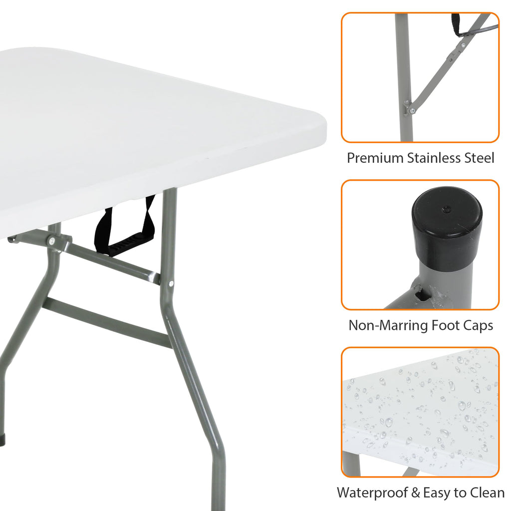 Portable Folding Table 6 FT Long with Handle White B329857