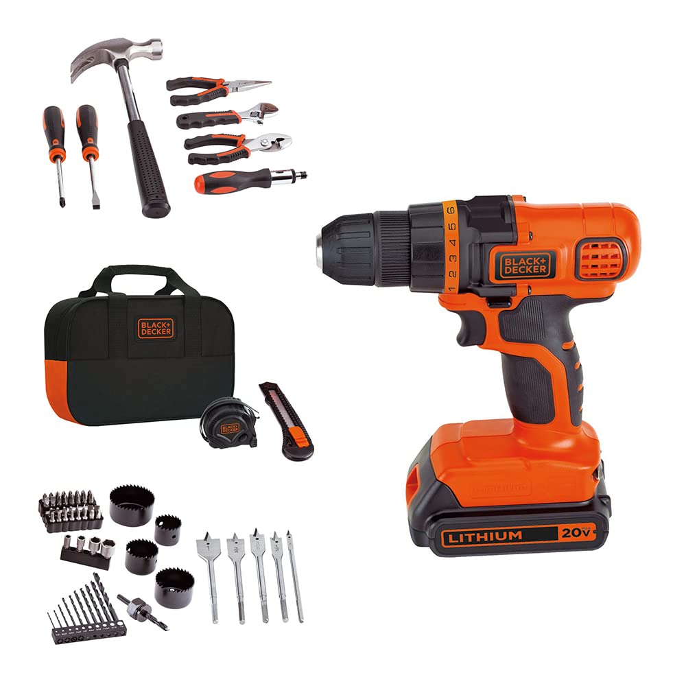 20V MAX 68-Piece Cordless Drill and Home Tool Kit with Storage Bag A81390