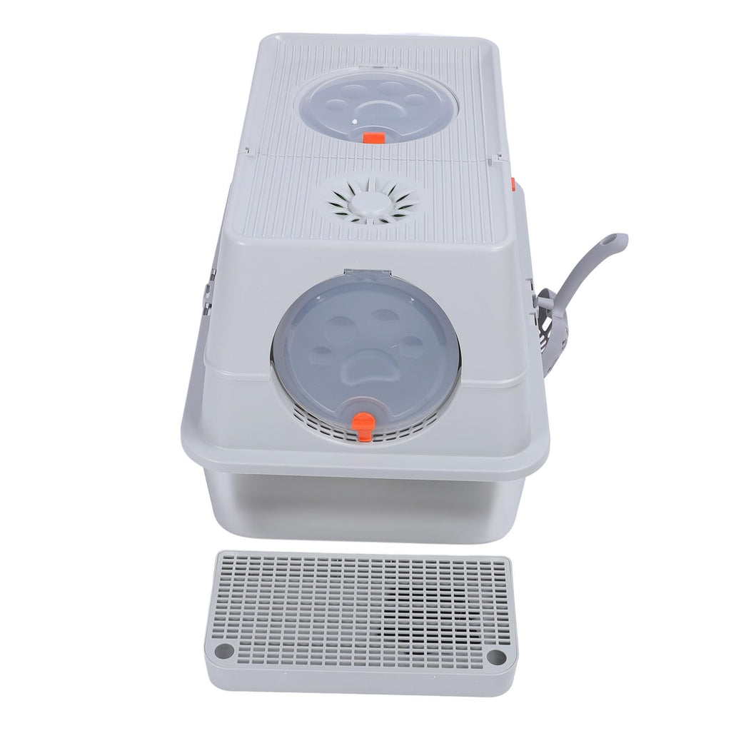 Enclosed Stainless Steel Litter Box with Flip Top Lid I281