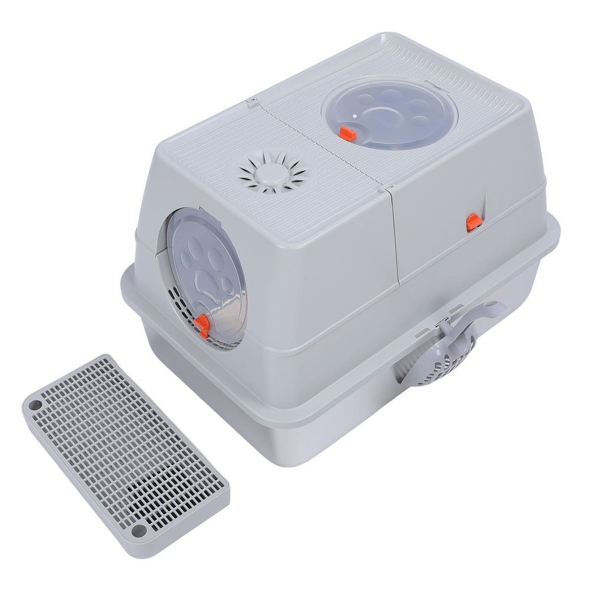 Enclosed Stainless Steel Litter Box with Flip Top Lid I281