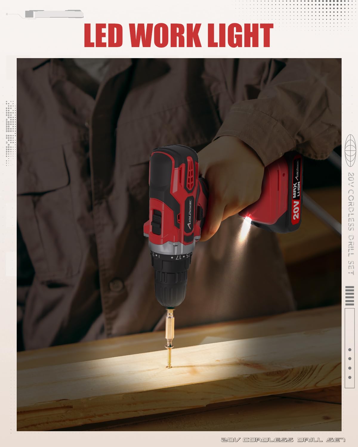 20V Cordless Drill Set with Battery & Charger R7239