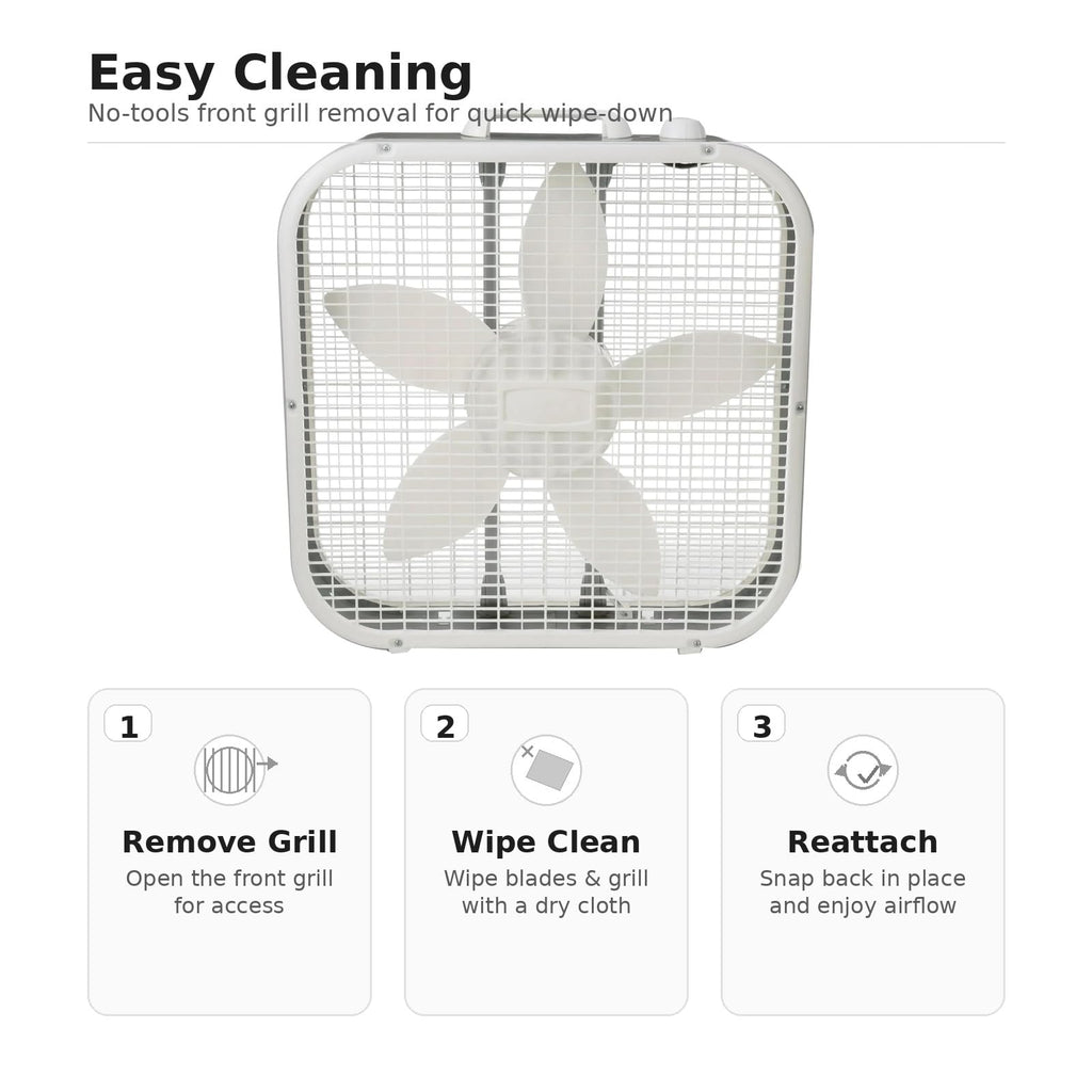 20 Inch 3 Speed Portable Floor Fan with Removable Grill, White Z264