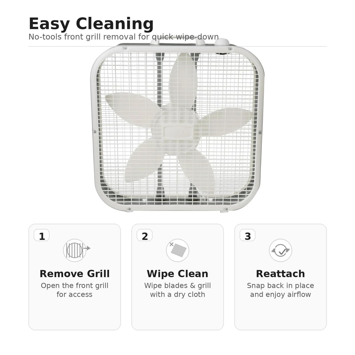 20 Inch 3 Speed Portable Floor Fan with Removable Grill, White Z264