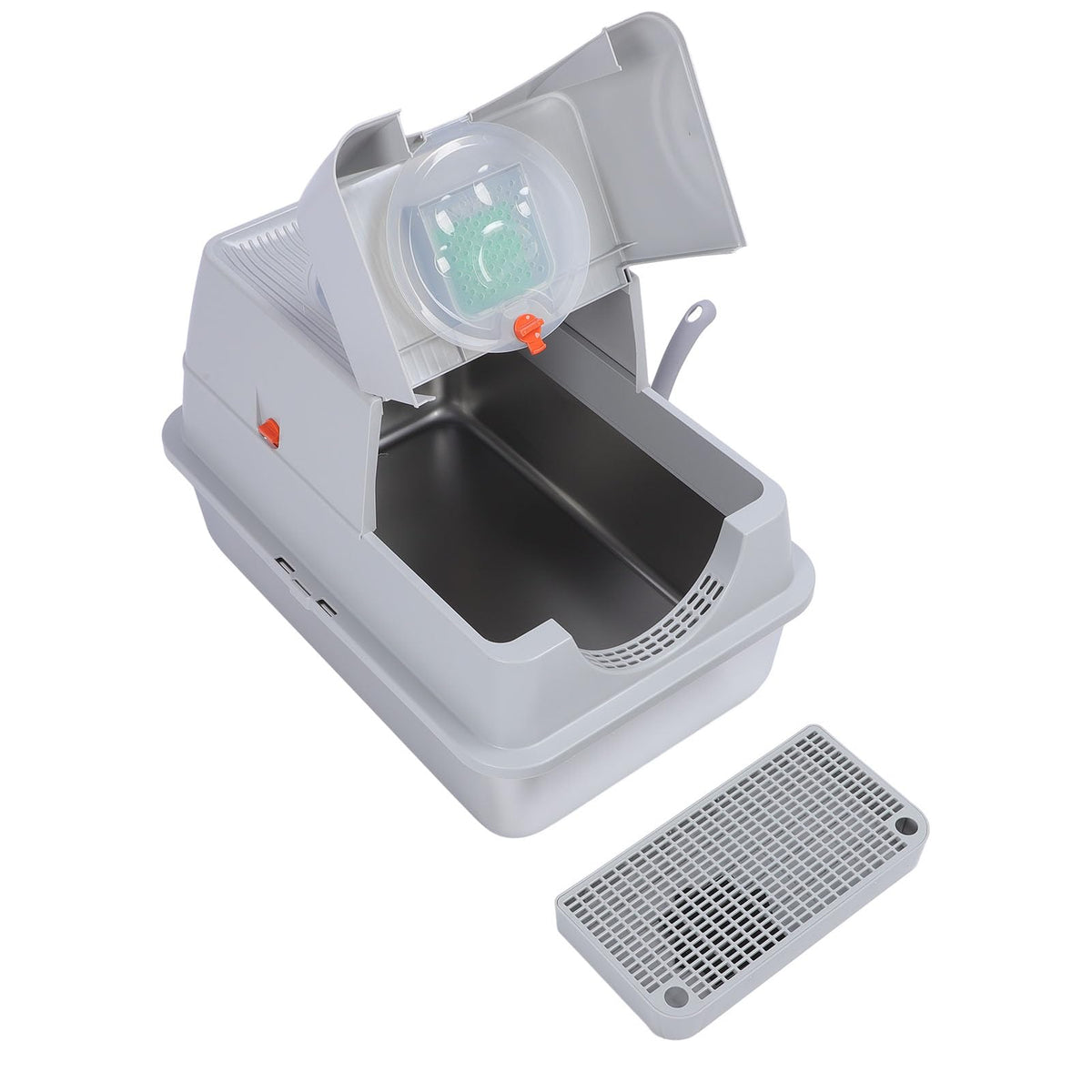 Enclosed Stainless Steel Litter Box with Flip Top Lid I281