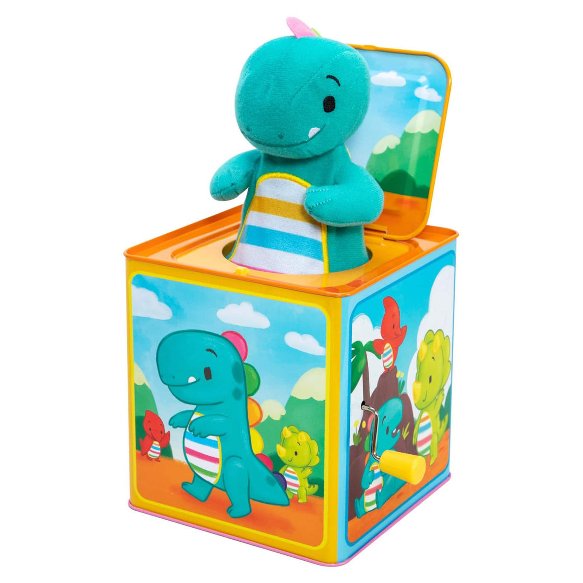 Baby Dino Jack in The Box Tin Musical Popping Toy Z6550