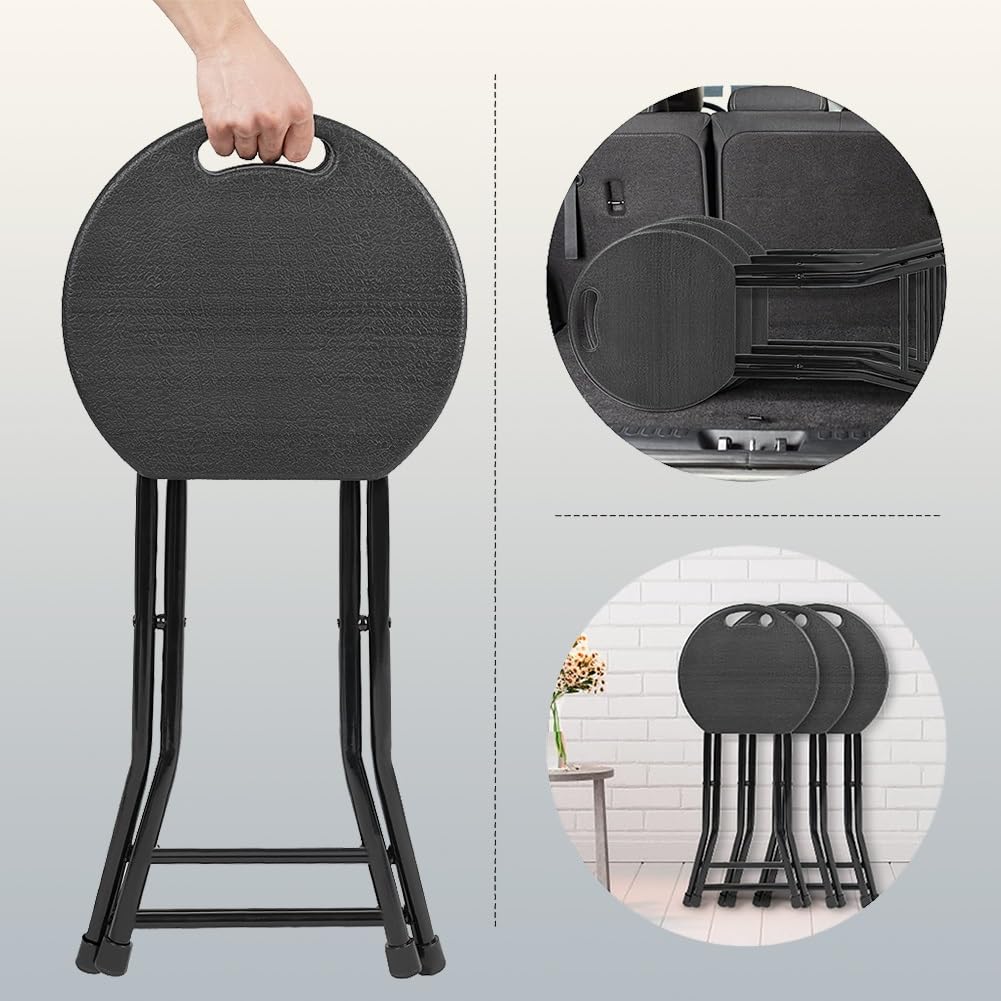 18 Inch Black Folding Plastic Metal Bar Stool F103