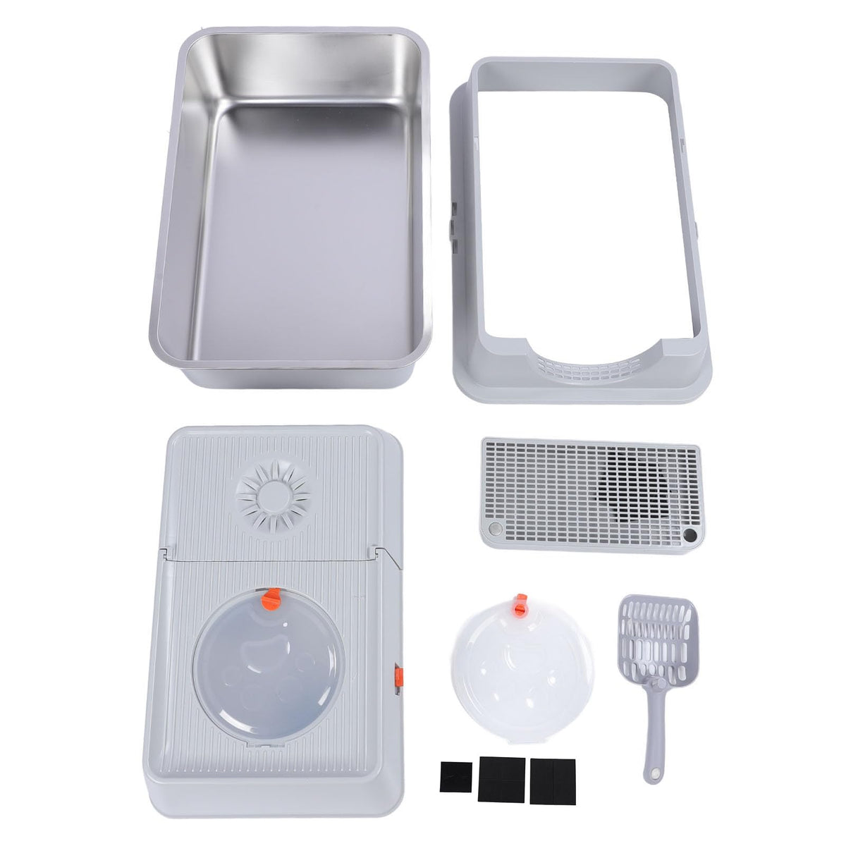 Enclosed Stainless Steel Litter Box with Flip Top Lid I281