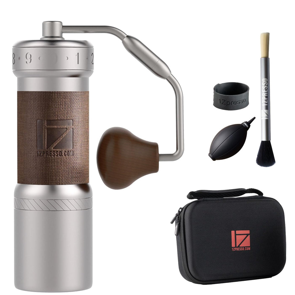 Manual Coffee Grinder Silver with Carrying Case Stainless Steel Conical Burr B823