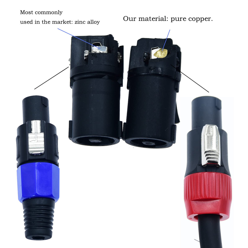 Heavy Duty 2Pack Speakon to Speakon Male Speaker Wire Cable 12awg 15ft V41884