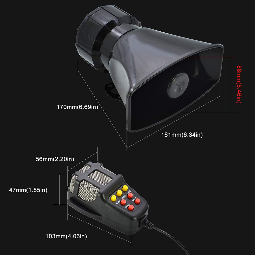 100W 7 Tones Wired Handheld Microphone Car Siren Speaker N826956