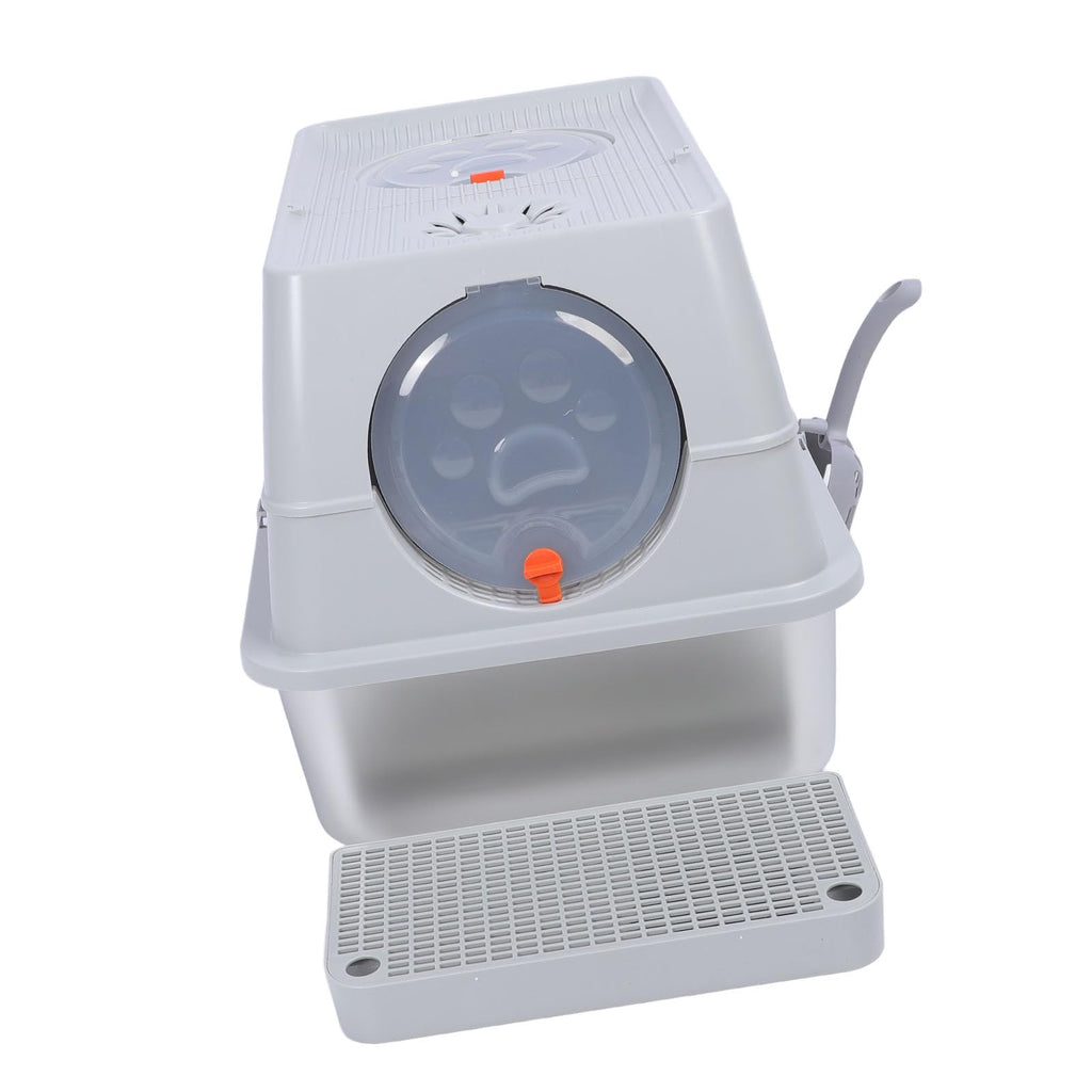 Enclosed Stainless Steel Litter Box with Flip Top Lid I281