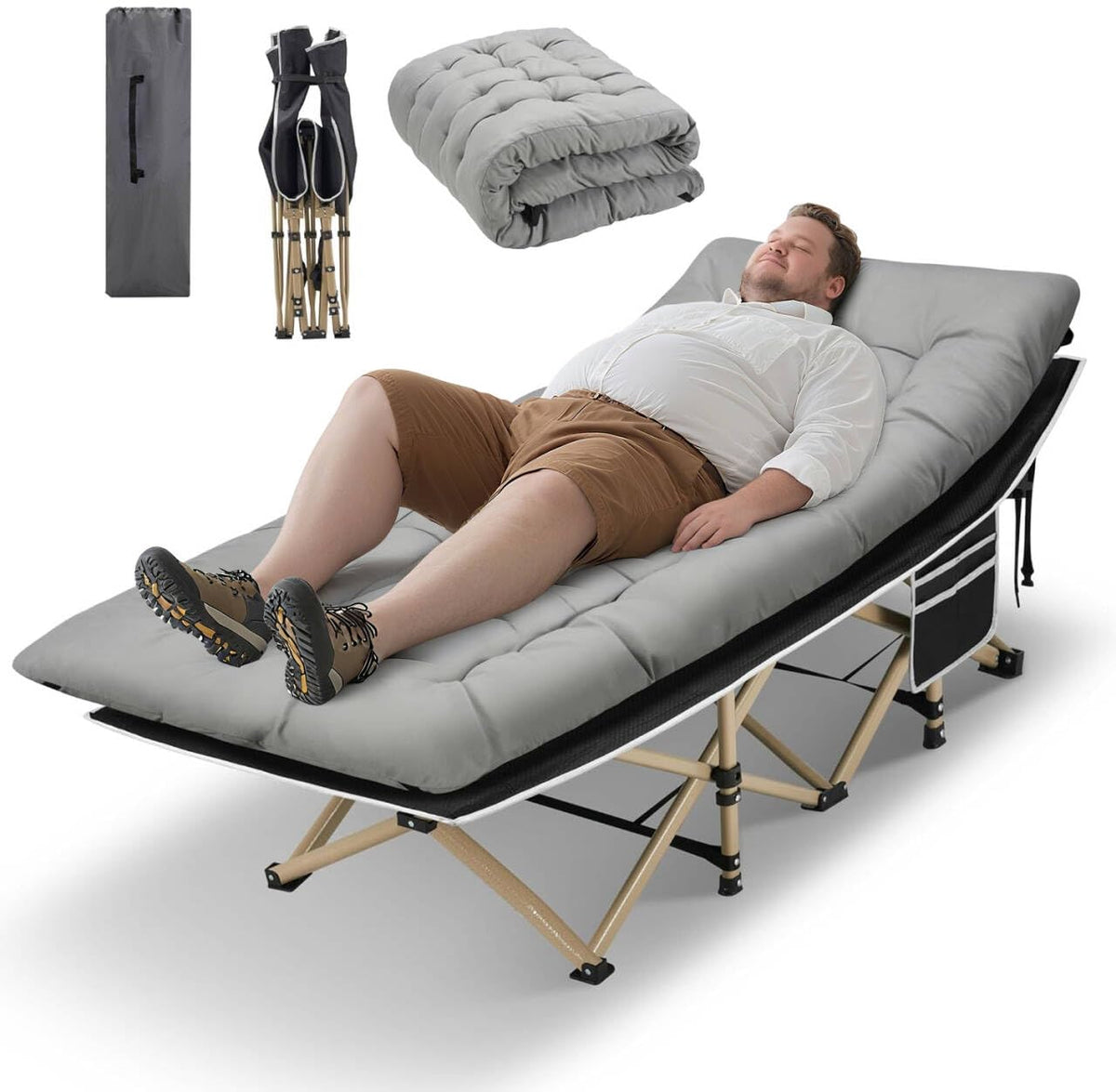 Folding Camping Cot with Mattress and Carry Bag Y286