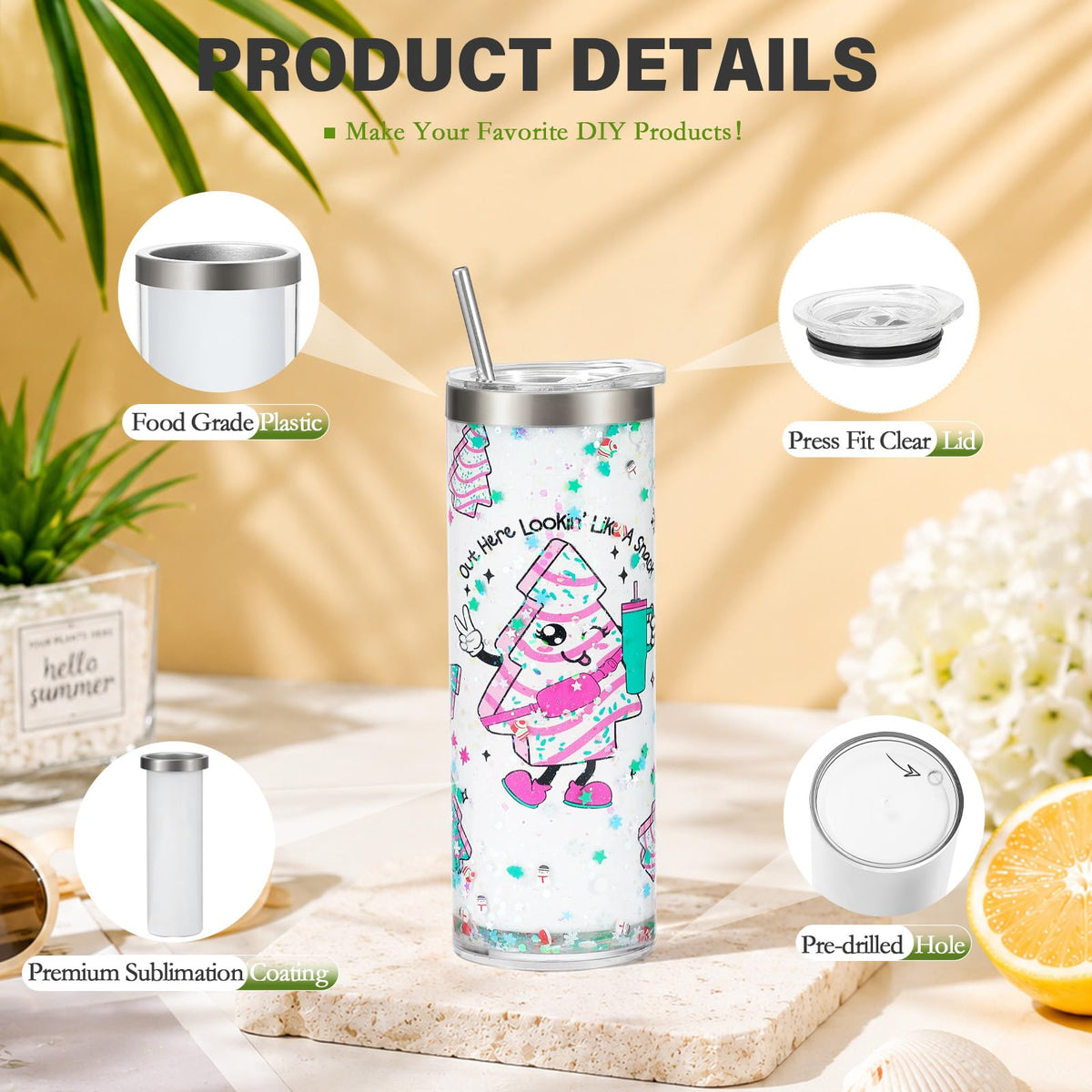 20 Oz Sublimation Snow Globe Tumbler Cup, 6 Pack Q70031