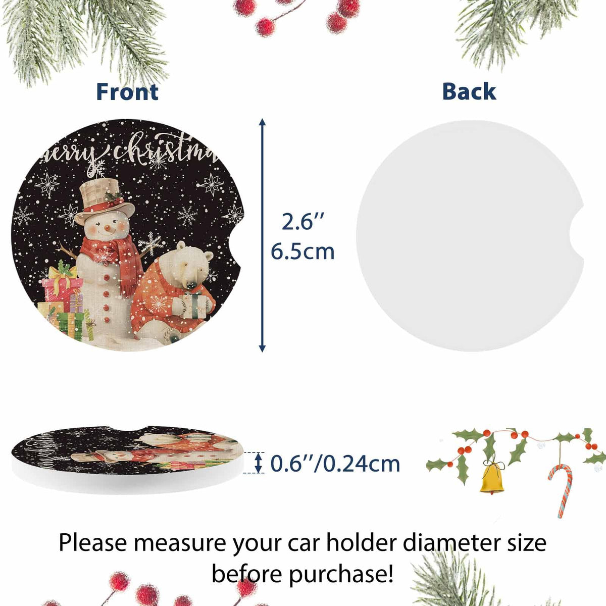 Absorbent Ceramic Stone Car Coasters Set of 2 B798874