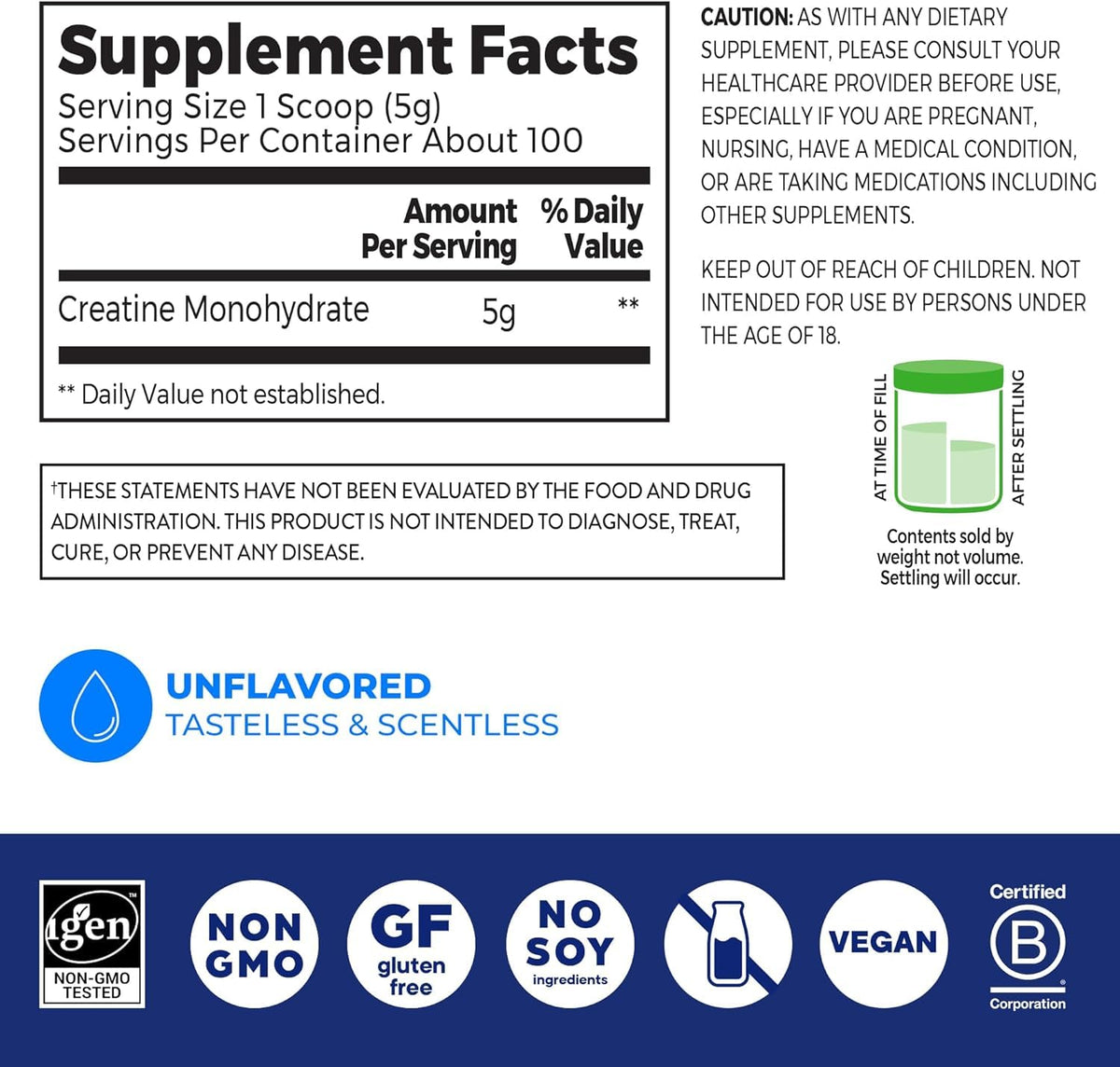 Creatine Monohydrate Powder & Organic Vegan Vanilla Bean Protein Powder Bundle Y176126