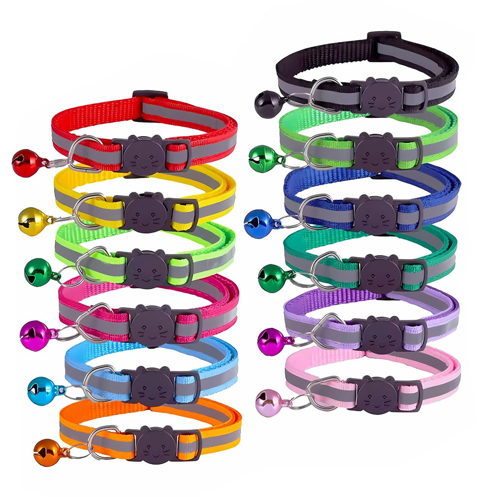 Reflective Breakaway Cat Collar with Bell 12-Pack N299