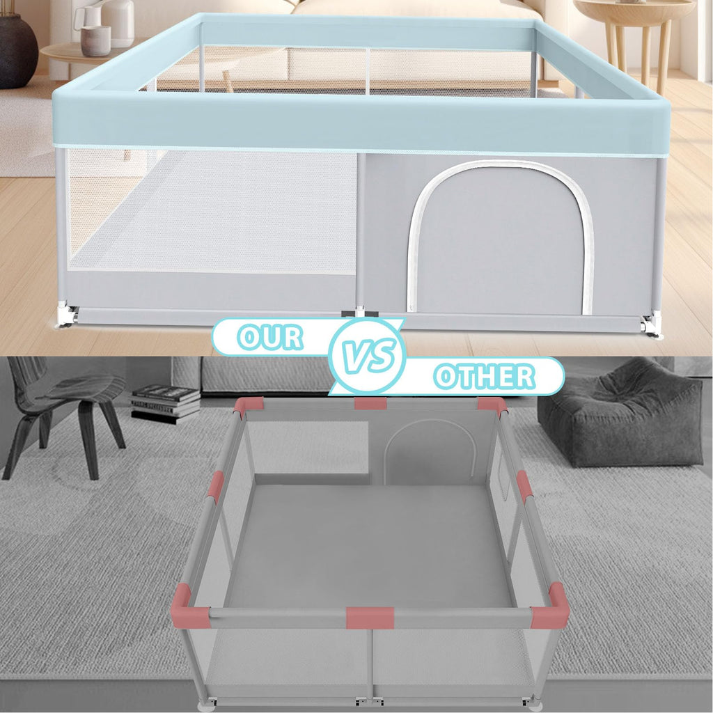 50x50 Inch Grey Baby Playpen with Mesh H817826