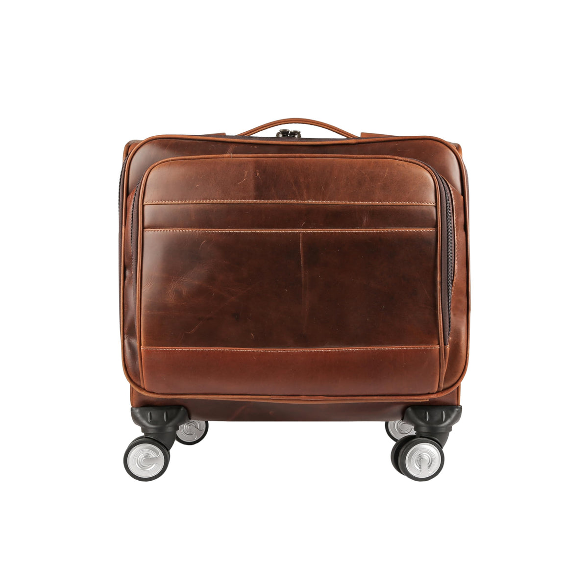 Leather Rolling Briefcase with Trolley Handle U56975