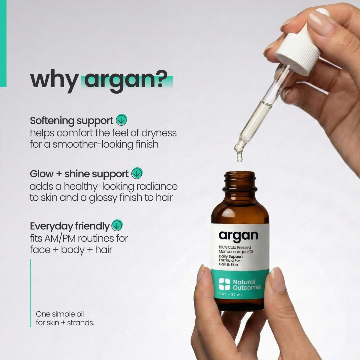 Argan Oil 100% Pure Moroccan Cold-Pressed Face, Body and Hair Oil 1 oz N42058