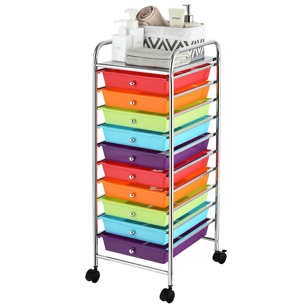 10 Drawer Rolling Cart with Lockable Wheels U73493