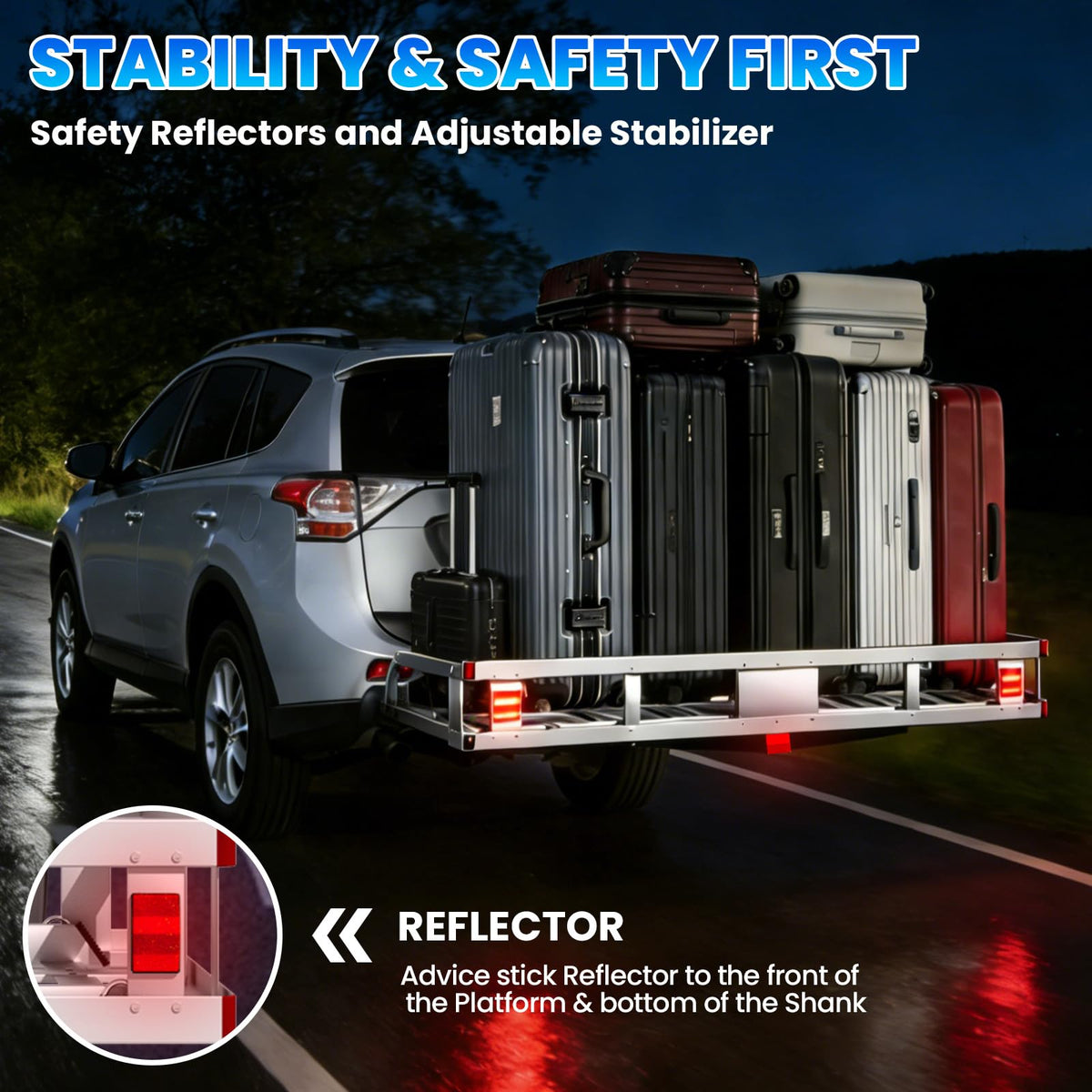 500LBS Heavy-Duty Aluminum Hitch Cargo Carrier with Ramp F87808