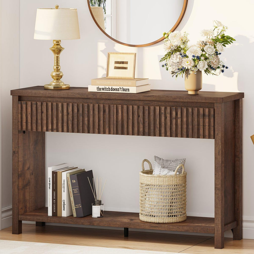 Rustic Oak Console Table with 2 Drawers N430030