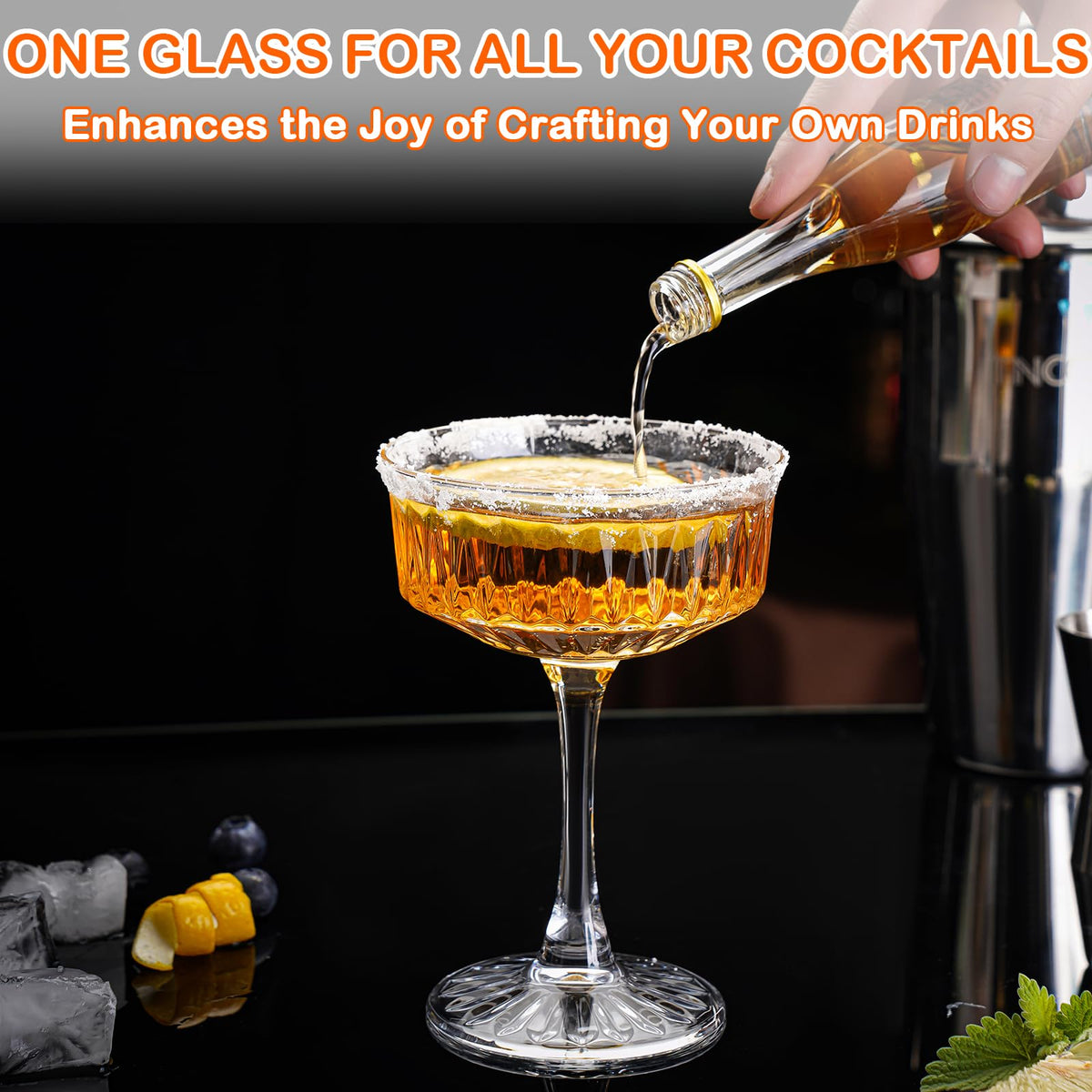Crystal Coupe Glasses Set of 6, 6.8oz Cocktail Glasses W898