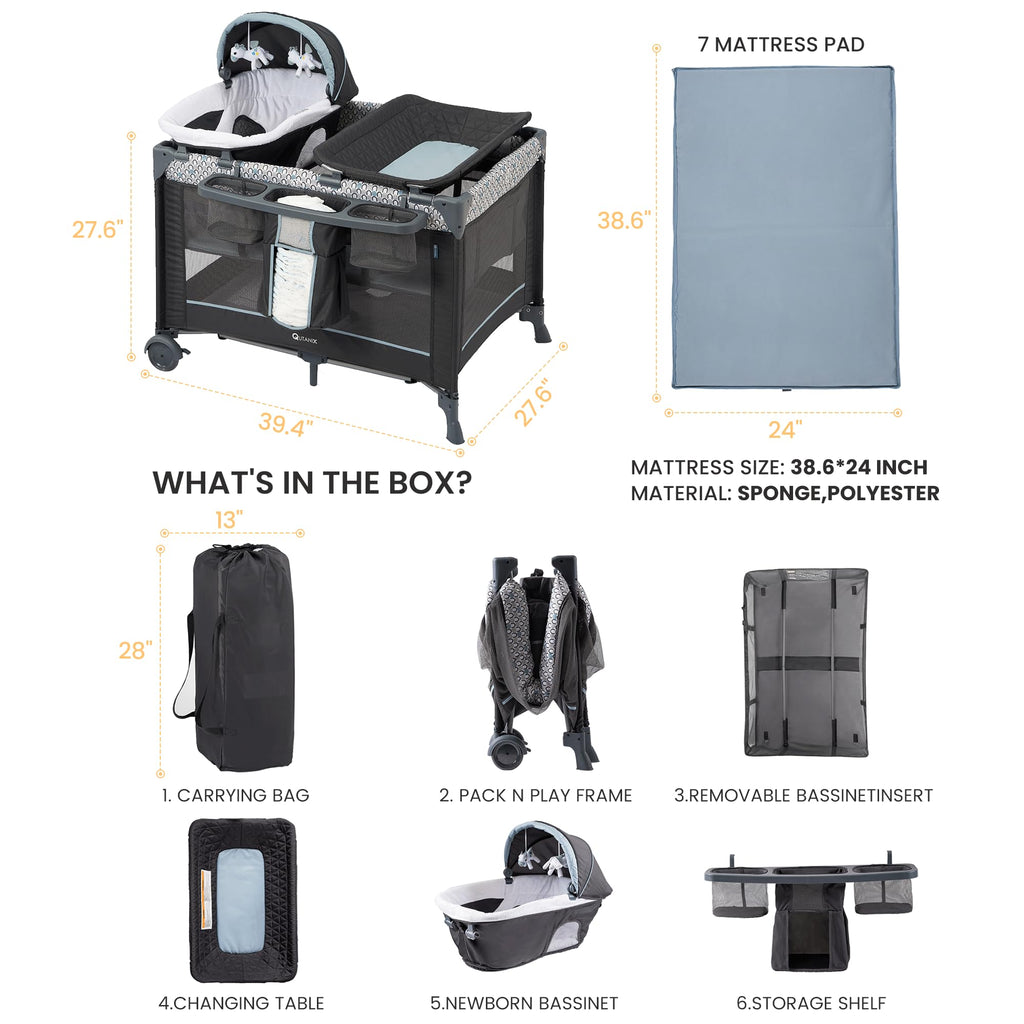 5 in 1 Foldable Baby Crib Playpen B6728