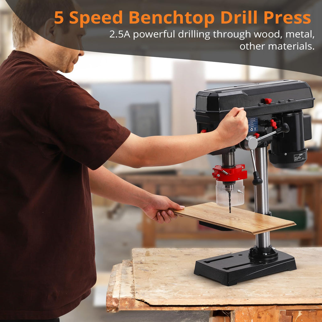 8 Inch 2.5A Benchtop Drill Press with 5 Speed Adjustable U2104