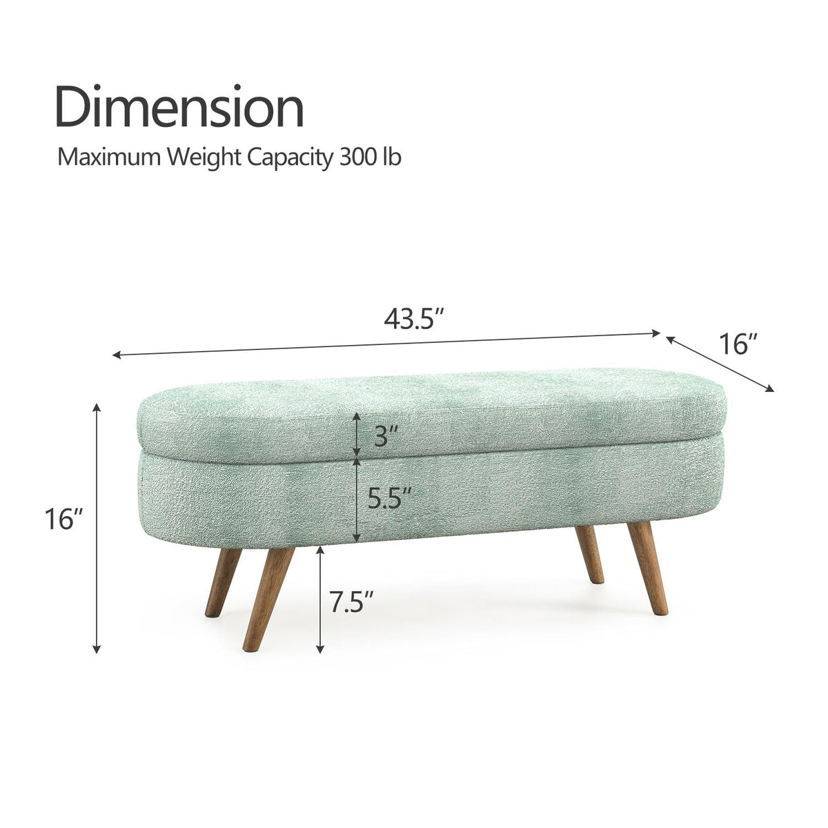 Cyan Boucle Storage Ottoman Bench K2818