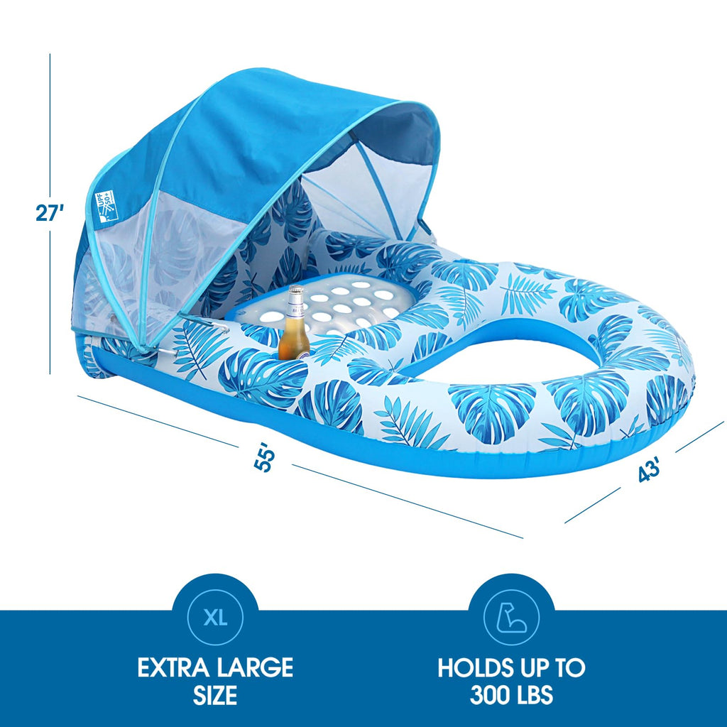 Extra Large Inflatable Pool Lounge Float with Canopy F269419