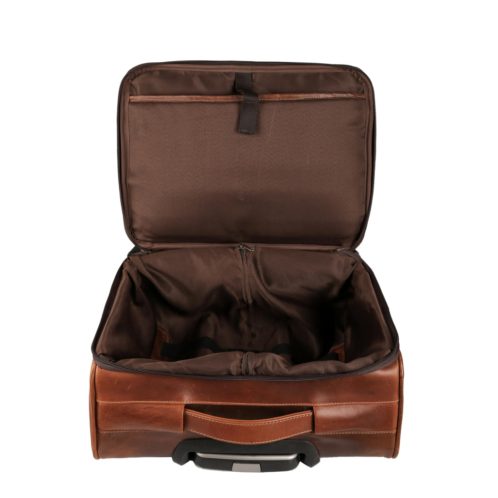 Leather Rolling Briefcase with Trolley Handle U56975