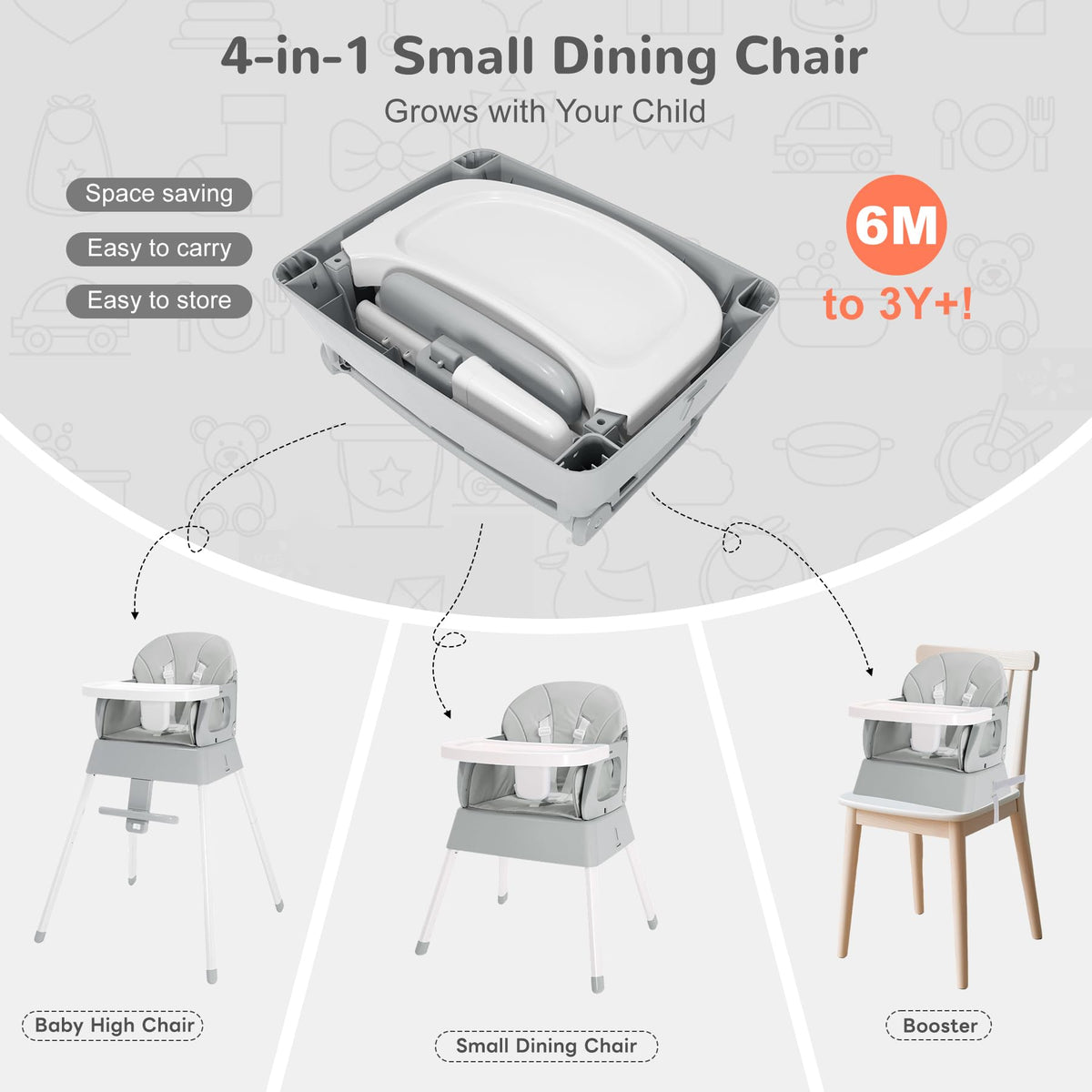 4 in 1 Portable Convertible High Chair O90941
